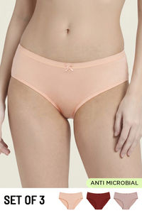 Zivame Anti-Microbial Low Rise Full Coverage Hipster Panty (Pack of 3) - Multicolor — thumbnail 1